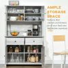 63.5" Kitchen Buffet with Hutch, Pantry Storage Ash Grey