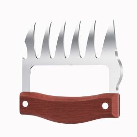 LMETJMA Stainless Steel Meat Shredder Claws with Wooden Handle