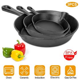 3Pc Pre-Seasoned Cast Iron Skillet Set