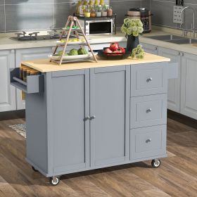 Mobile Kitchen Island with Solid Wood Top and Locking Wheels