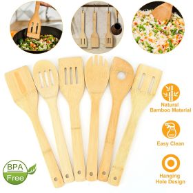 6Pc Bamboo Wooden Spoons & Spatula Set
