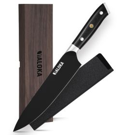 8 Inch Chef Knife with Black Titanium Coated Blade (Option: Black Blade)
