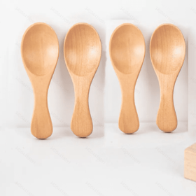 4Pcs Mini Wooden Spoons (Color: Color #2)