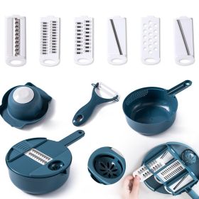Multifunctional Slicer, Shredder, Grater (Color: Blue--Six Blades)
