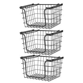 Oceanstar Stackable Metal Wire Storage Basket Se (BSL1828: BSL1828)